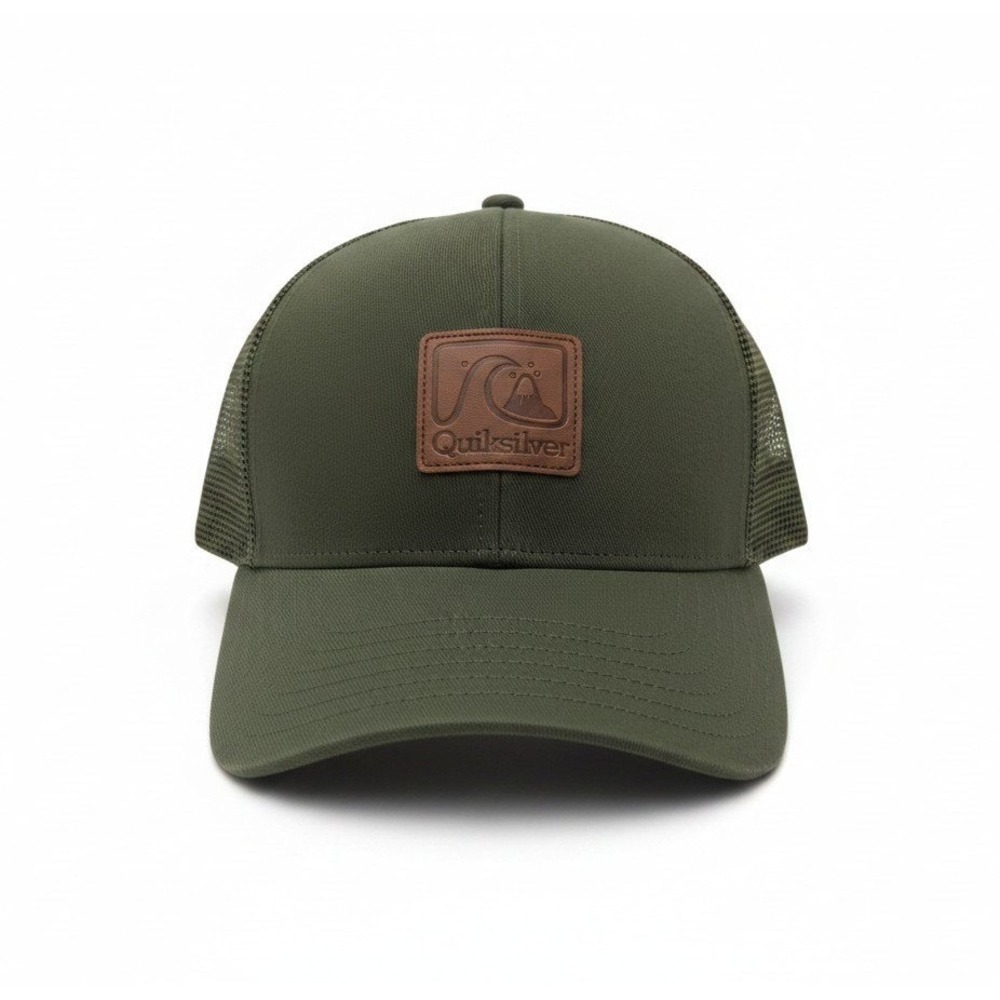 Quiksilver Mens Army Green Mesh Trucker Hat Snapback Logo Patch QSM15CA154 NEW